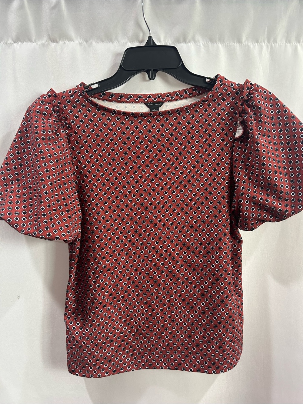 Women’s Puff Sleeve Floral Printed Top - Rust Red